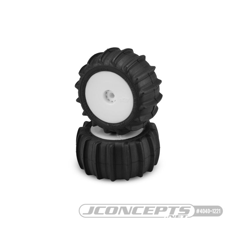 JConcepts Animal - Green Compound - Pre-Mounted, White Wheels (Fits - Losi Mini-T 2.0 and Mini-B Rear)