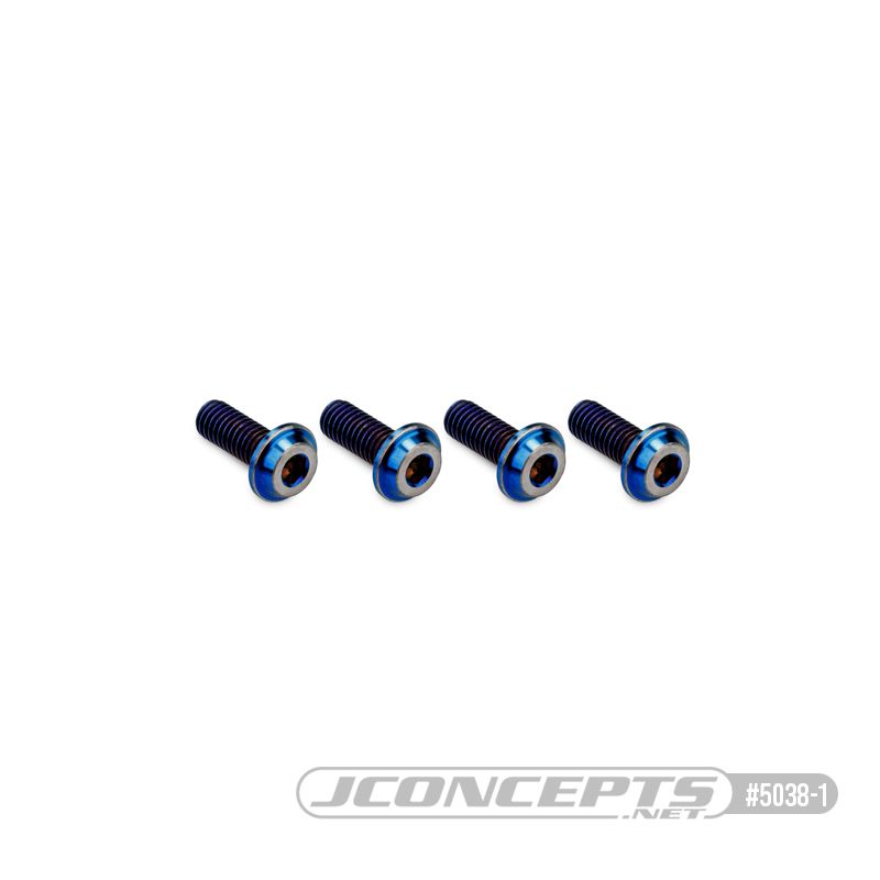 JConcepts 3x8mm Top Hat Titanium Screw - Burnt Blue (4) - Click Image to Close