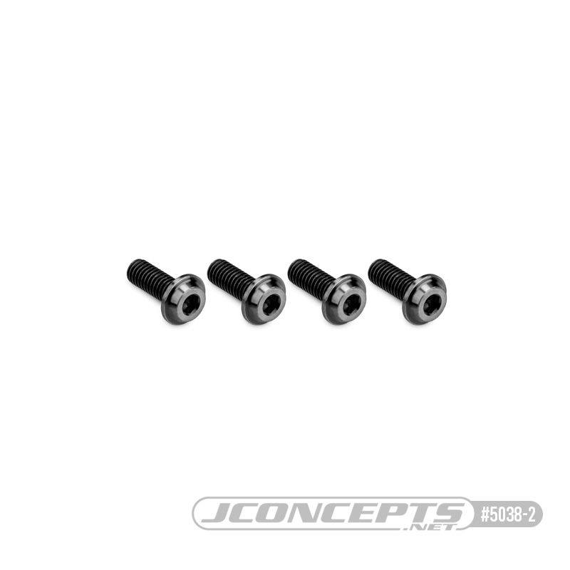 JConcepts 3x8mm Top Hat Titanium Screw (Screw Applications With 3mm) - Stealth Black (4)