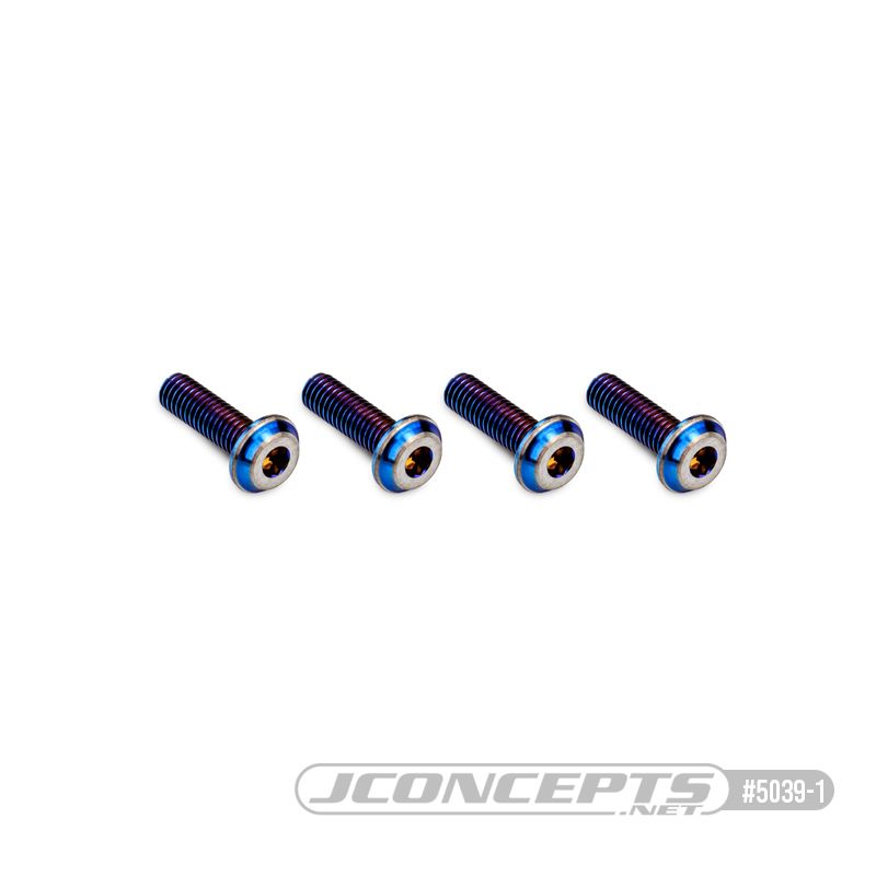 JConcepts 3x10mm Top Hat Titanium Screw - Burnt Blue (4)