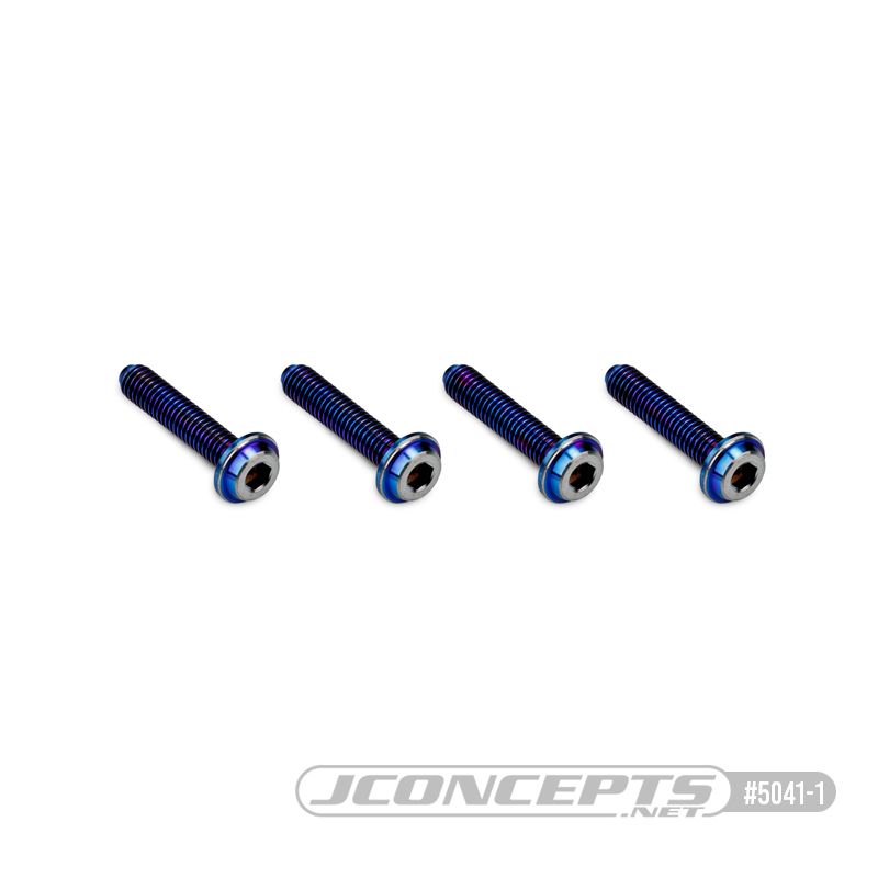 JConcepts 3x14mm Top Hat Titanium Screw - Burnt Blue (4) - Click Image to Close