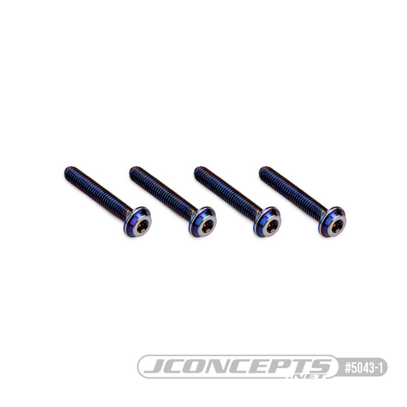 JConcepts 3x18mm Top Hat Titanium Screw (Screw Applications With 3mm) - Burnt Blue (4)