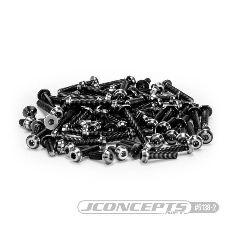 JConcepts RC10B7 Ti top hat screw set, upper (black) - 74pc