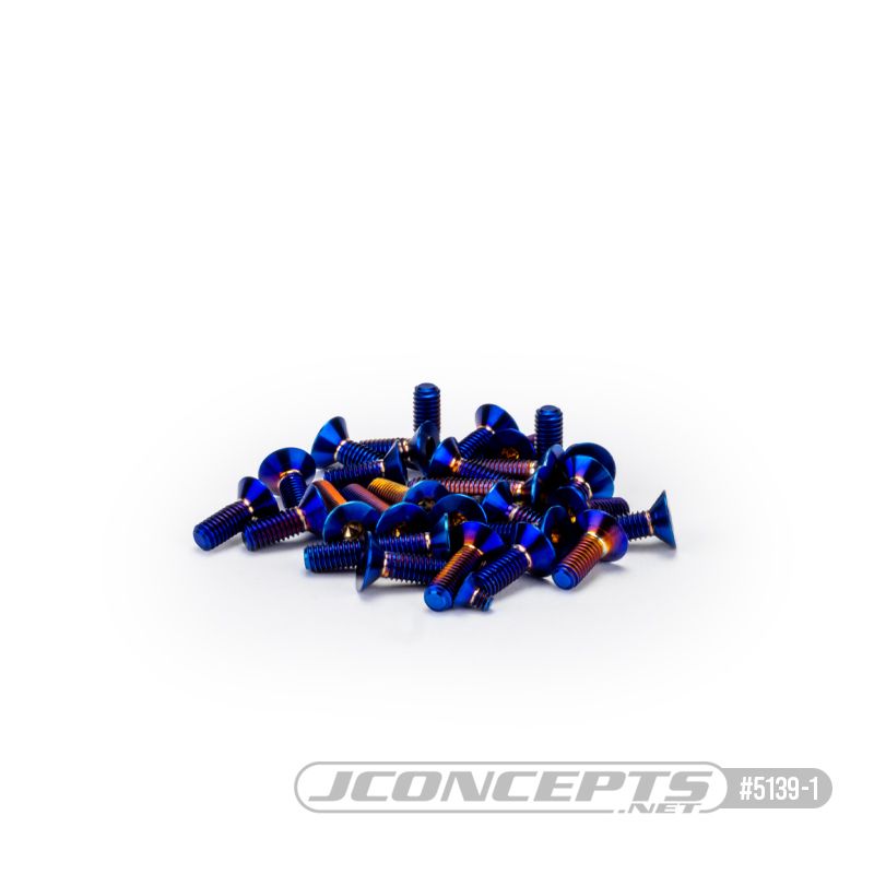 JConcepts RC10B7 Ti screw set, lower (blue) - 28pc