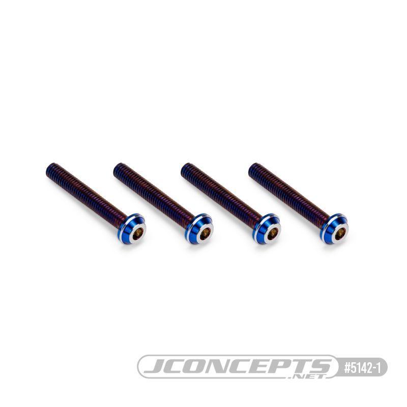 JConcepts 3x20mm Top Hat Titanium screw, burnt blue - 4pc