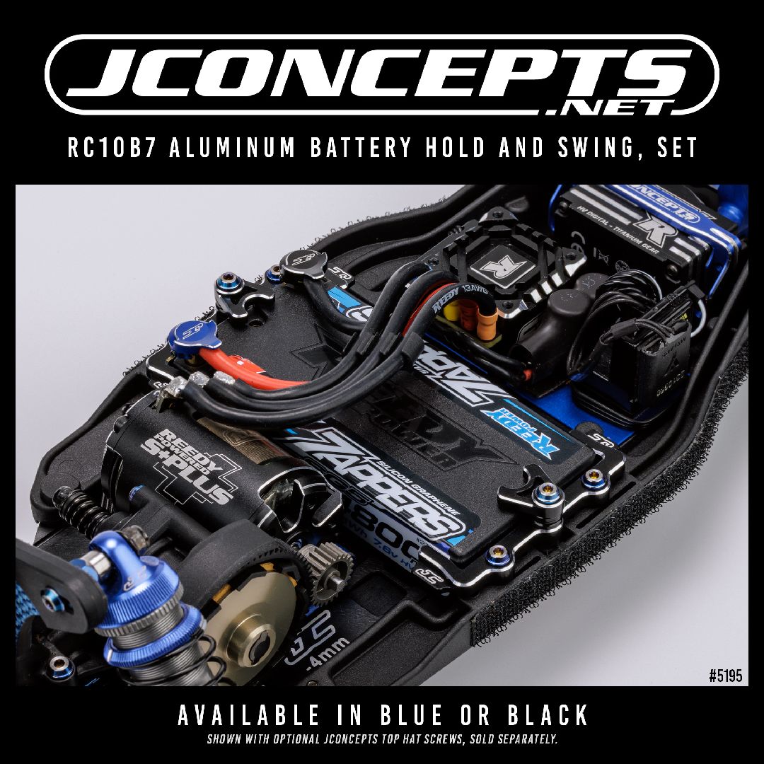 JConcepts - RC10B7 aluminum battery hold & swing, set - black