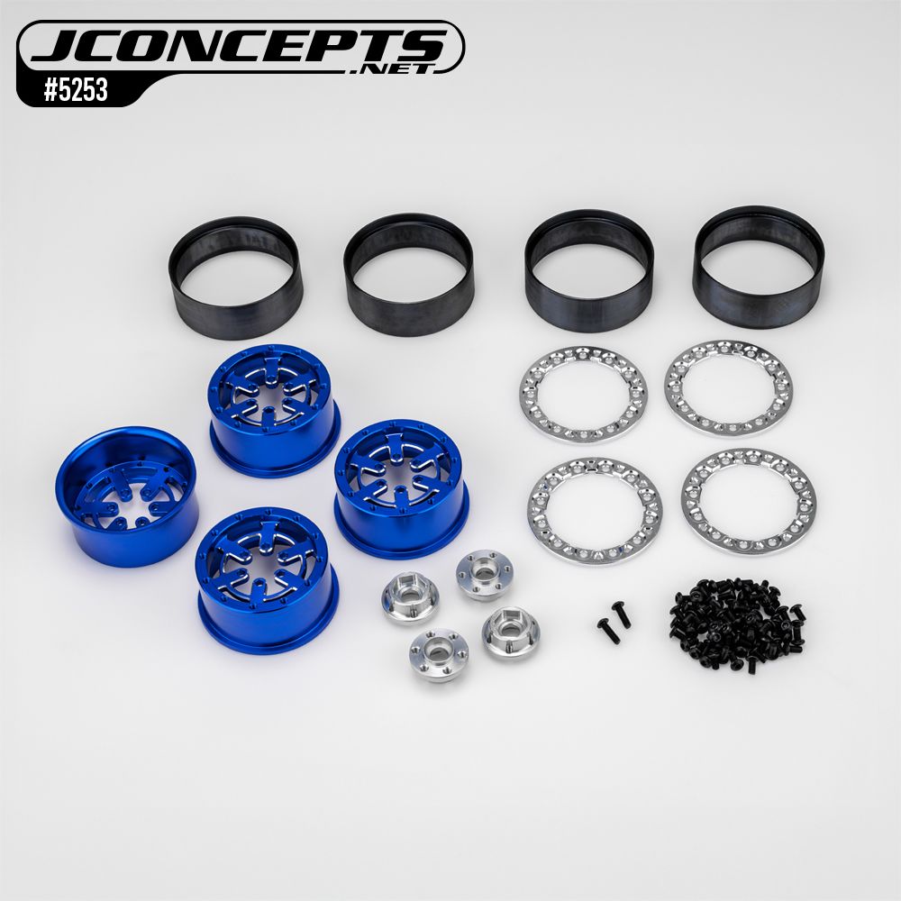JConcepts Bulls Eye - 2.0" 6 slot crawler wheel, blue, 4pc.