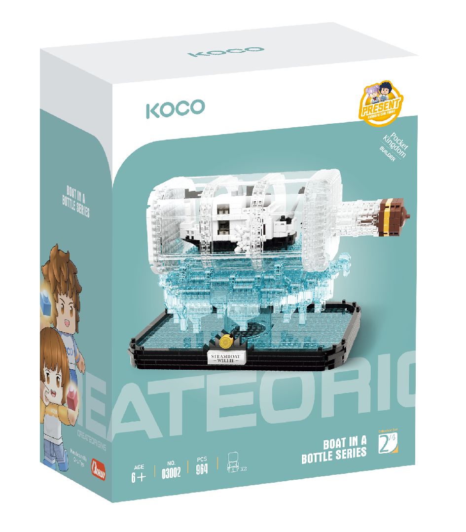 KOCO Drift bottle-Black and white ship - 964 Pieces