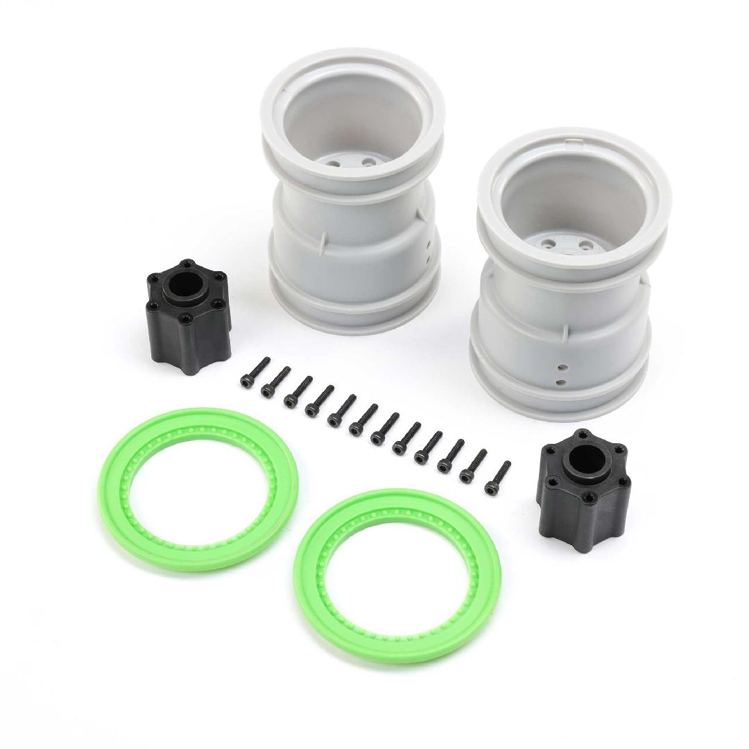 Losi 2.6" Wheel w/Beadlock Rings, Green (2): LMT 2.0