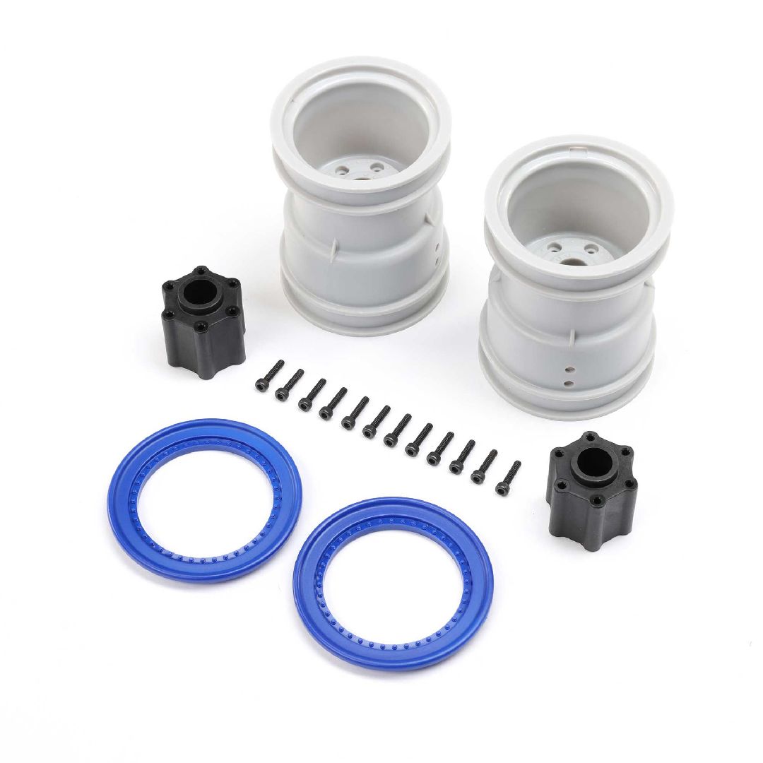 Losi 2.6" Wheel w/Beadlock Rings, Blue (2): LMT 2.0
