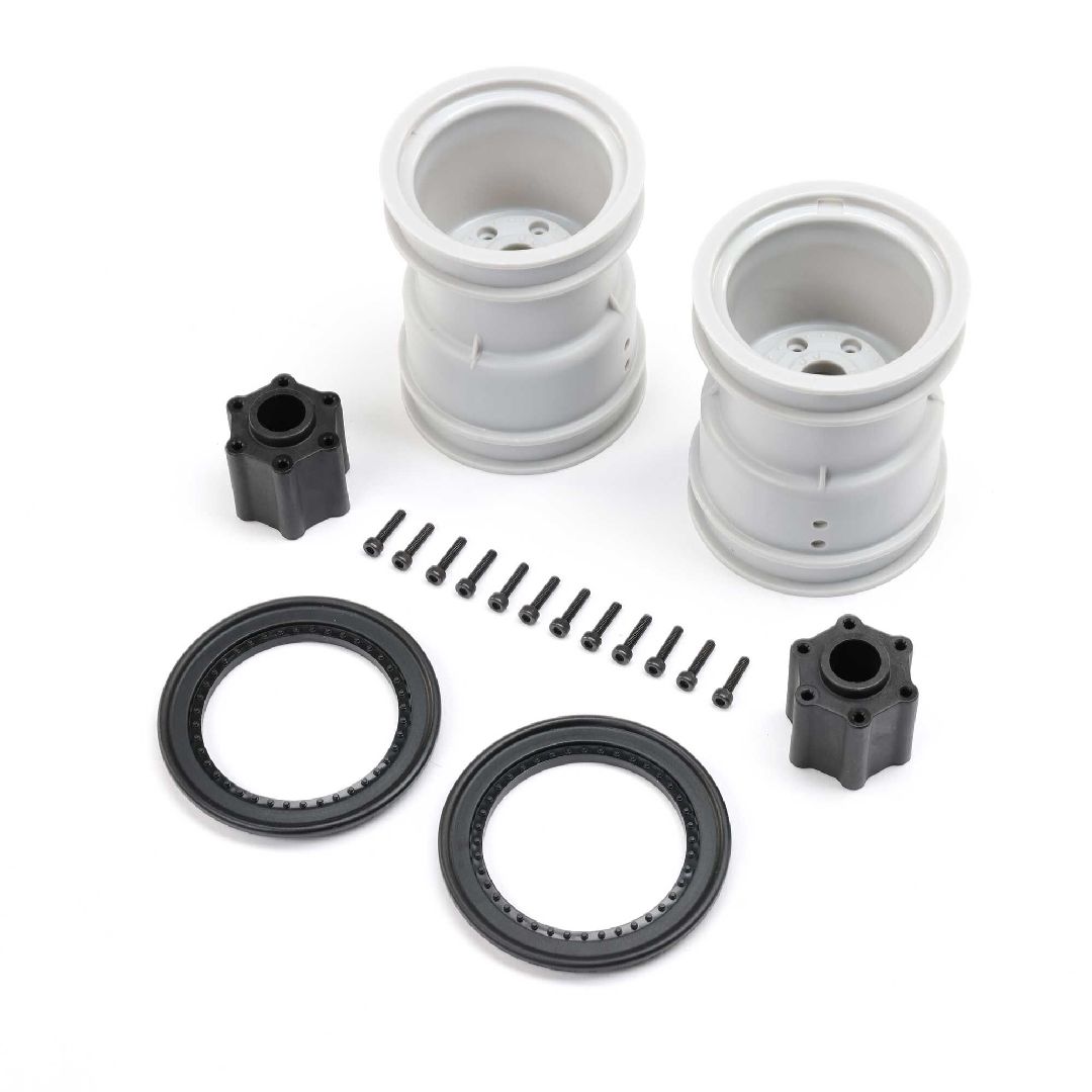 Losi 2.6" Wheel w'Beadlock Ring, Black (2): LMT 2.0
