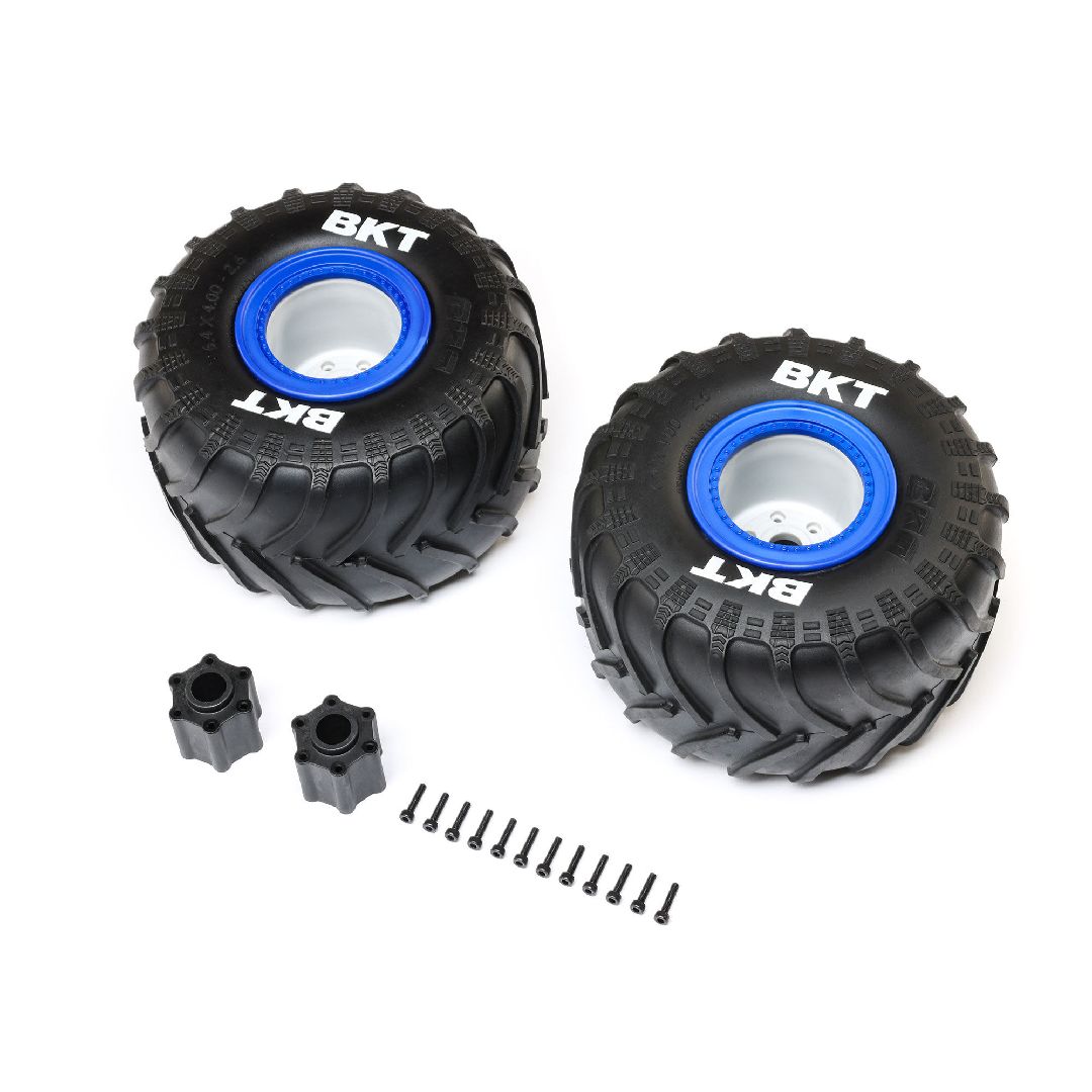 Losi BKT 2.6" MT Tire, Med, Premount, Blue (2):LMT 2.0