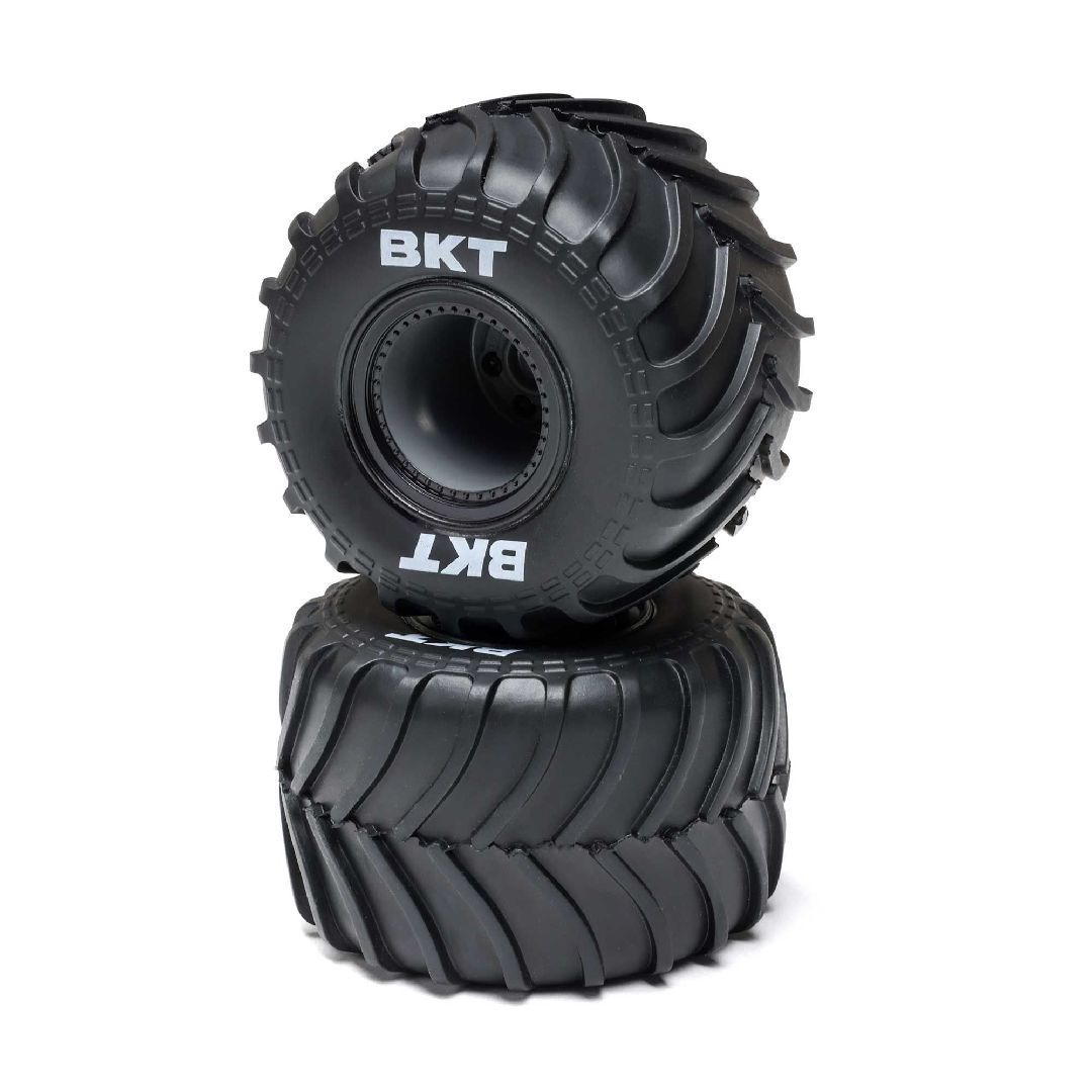 Losi MT Tires,Black Beadlock, Premount(2): Mini LMT