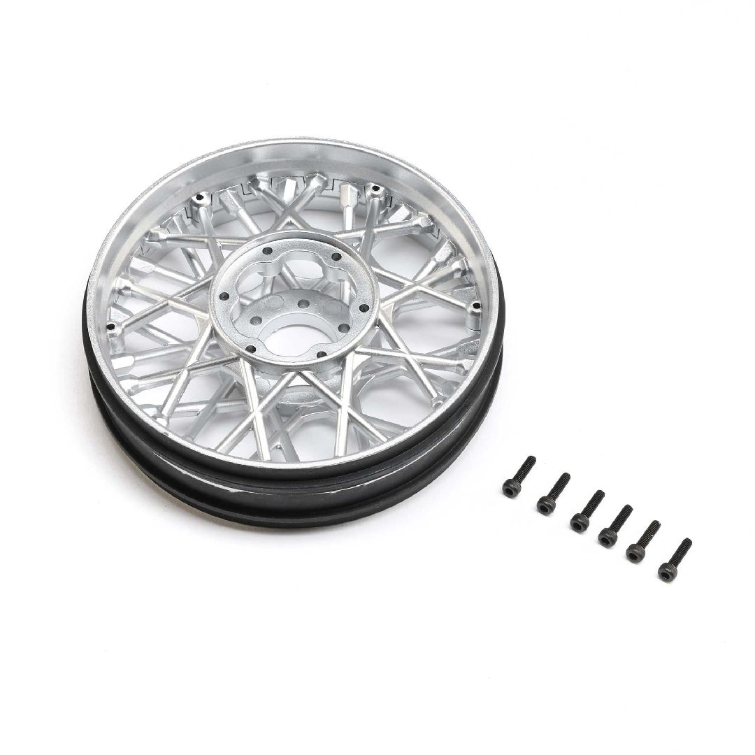 Losi Front Wheel Set, Satin Chrome: PM-SM