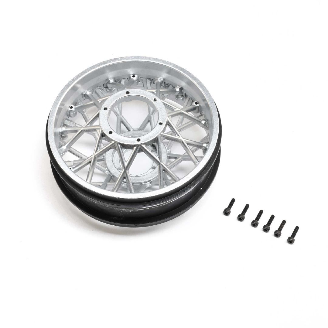 Losi Wheel Set, Satin Chrome (Rear) (1): PM-SM