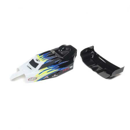 Losi Body, Wing, Black/White: Mini-B