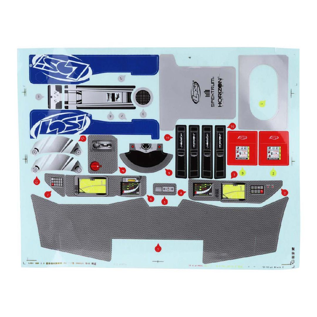 Losi Interior Set w/Helmets, Clear: SBR 2.0