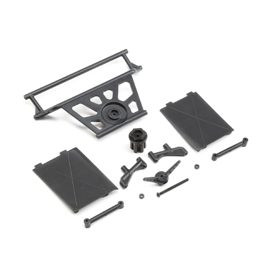 Losi Cage Rear, Tower Supports,Mud Guards: Super Rock Rey
