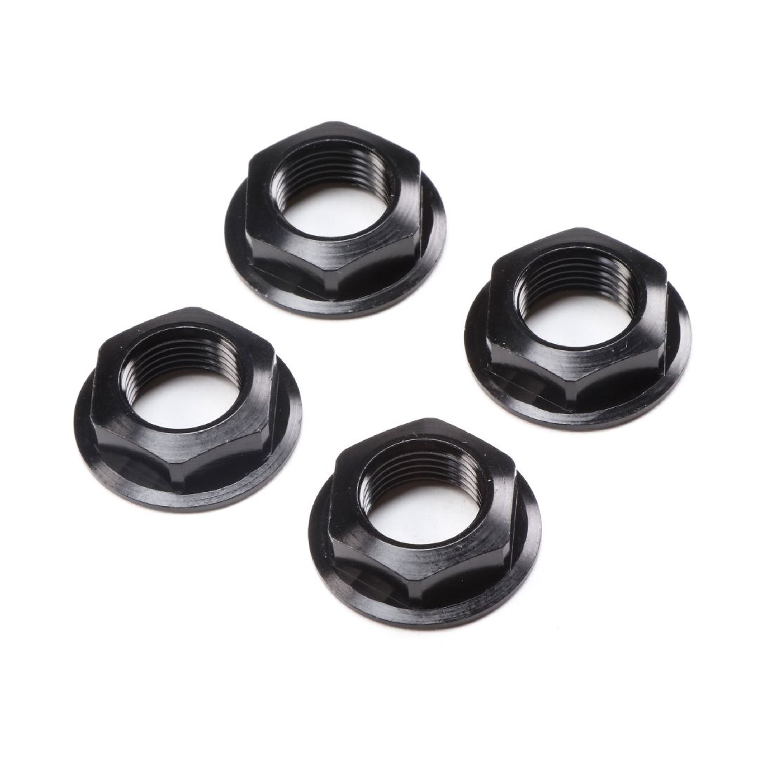 Losi 17mm Flanged Wheel Nut, Black (4): Super Rock Rey