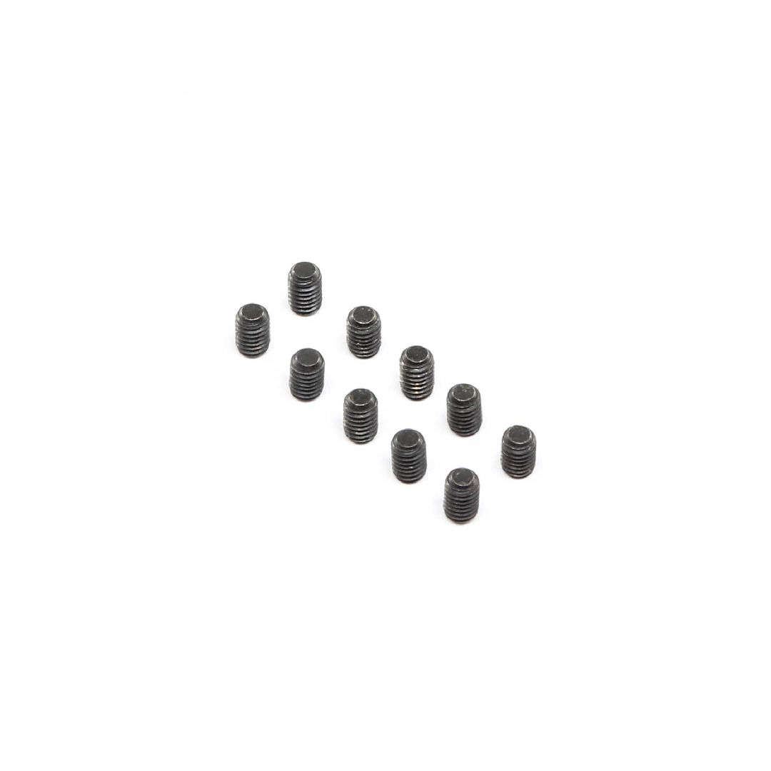 Losi Set Screws, Steel, Black Oxide, Flat Point, M4 x 6mm (10)