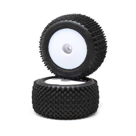 Losi Pin Tires, Rear, Mounted, White (2): Mini-T 2.0 Losi Pin Tires, Rear, Mounted, White (2): Mini-T 2.0