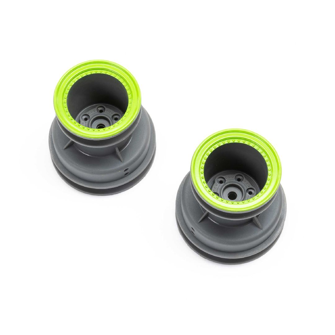 Losi MT Wheel, Green Beadlock, Light Grey (2): Mini LMT