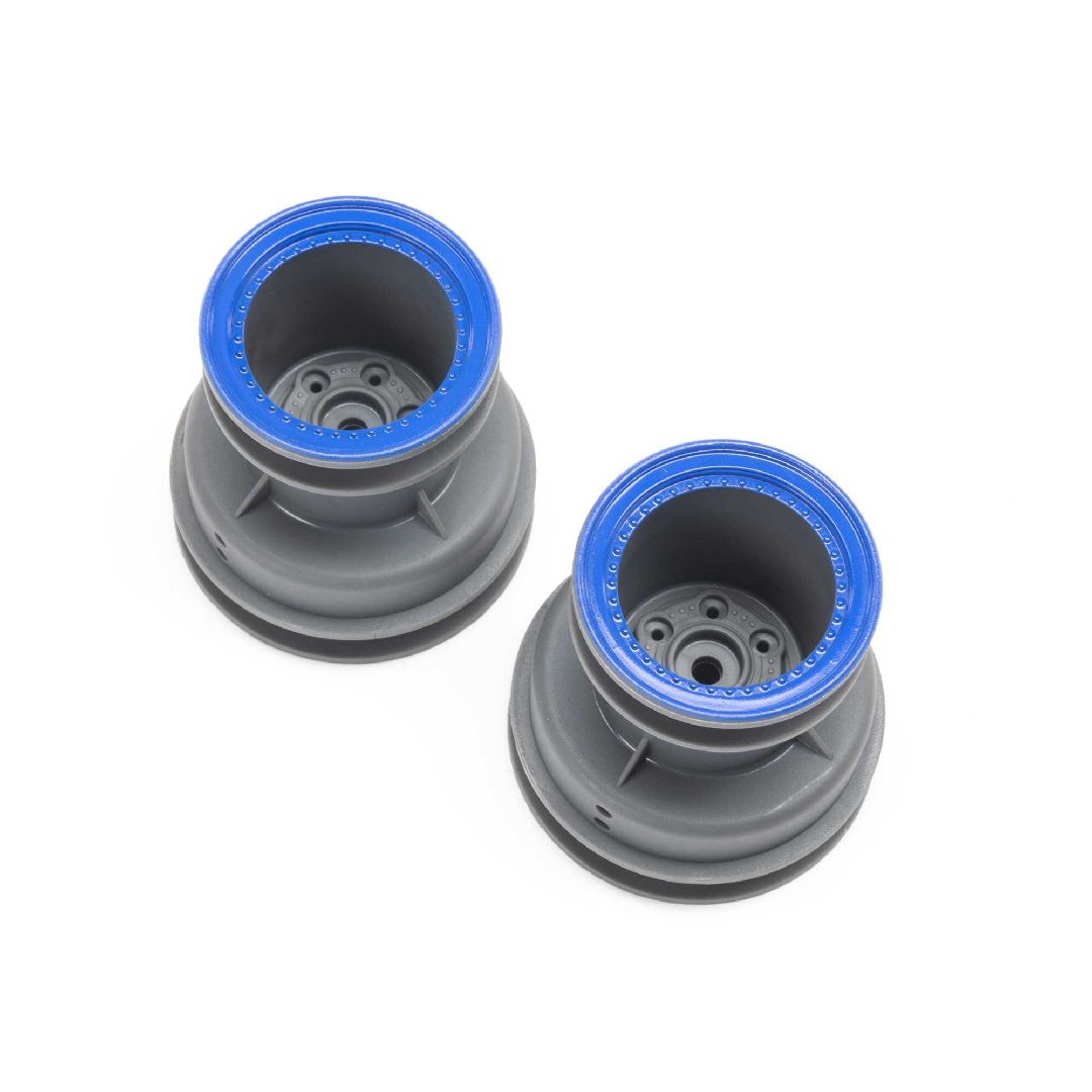 Losi MT Wheel, Blue Beadlock, Light Grey(2): Mini LMT