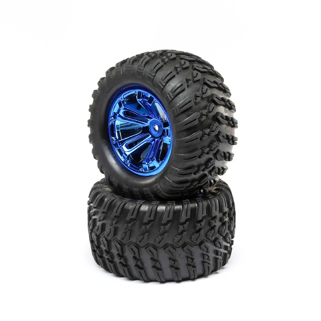 Losi 2.8 Tire, on Blue Chrome Wheels (2): TENACITY T
