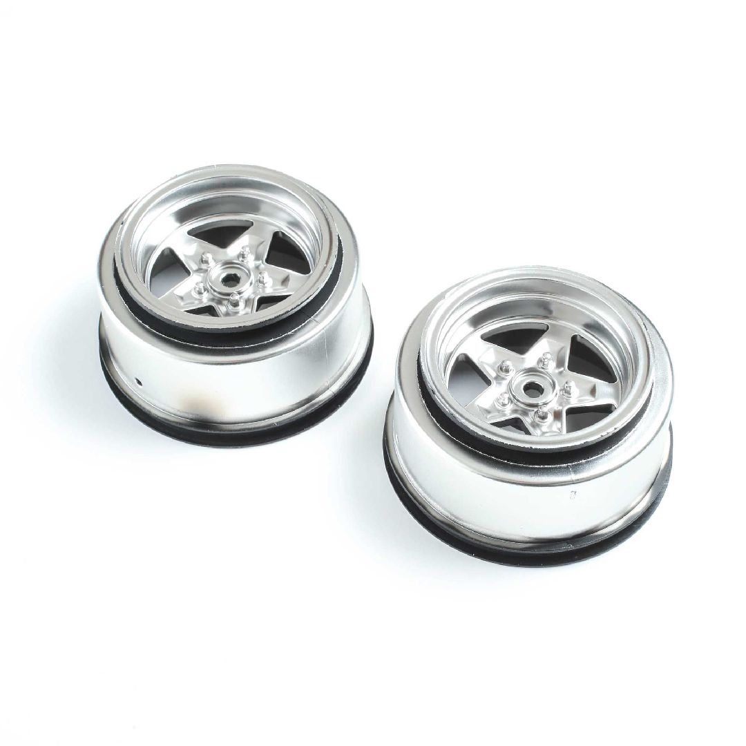 Losi Rear Wheel, Satin Chrome (2): 22S Drag