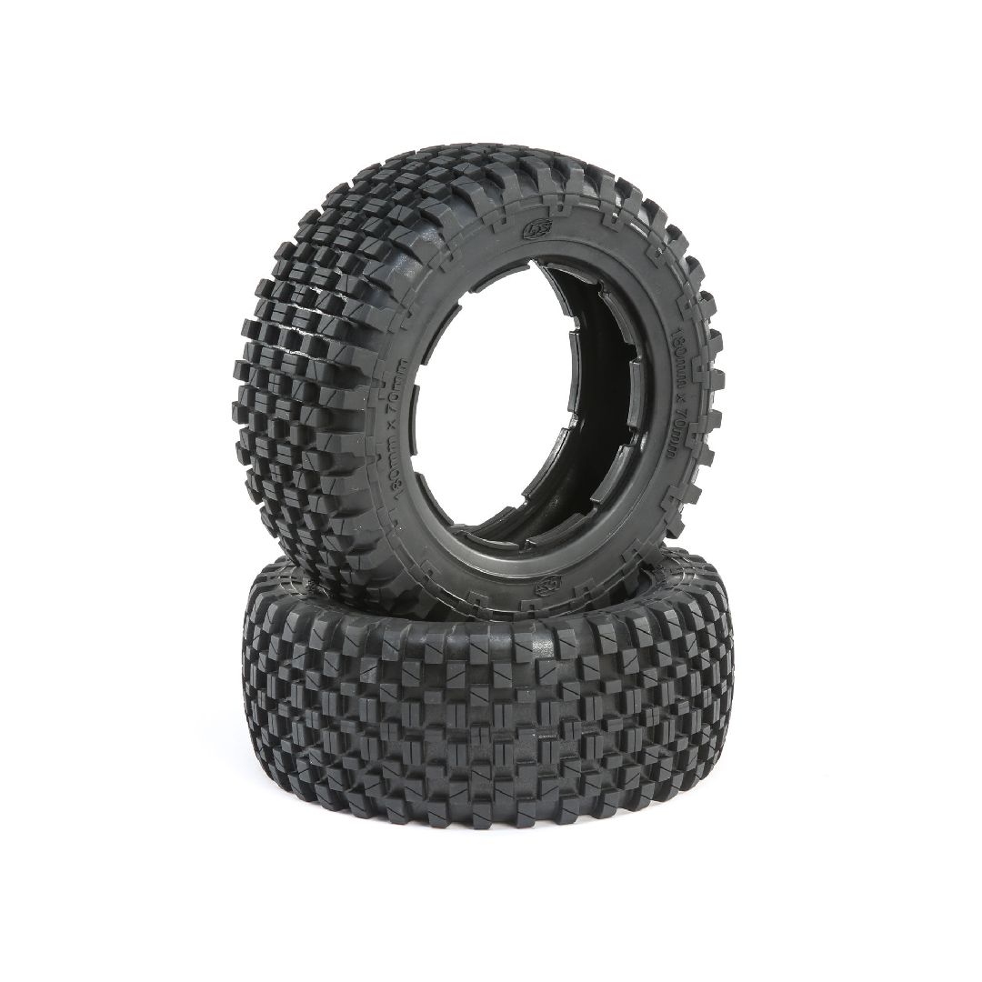 Losi 4.75 Wheel and Beadlock Tire Set, 24mm Hex, Grey (F/R)(2)