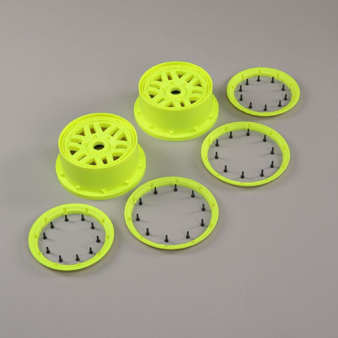 Losi 4.75 Wheel & Beadlock Set, Fluorescent Yellow (F/R)(2)