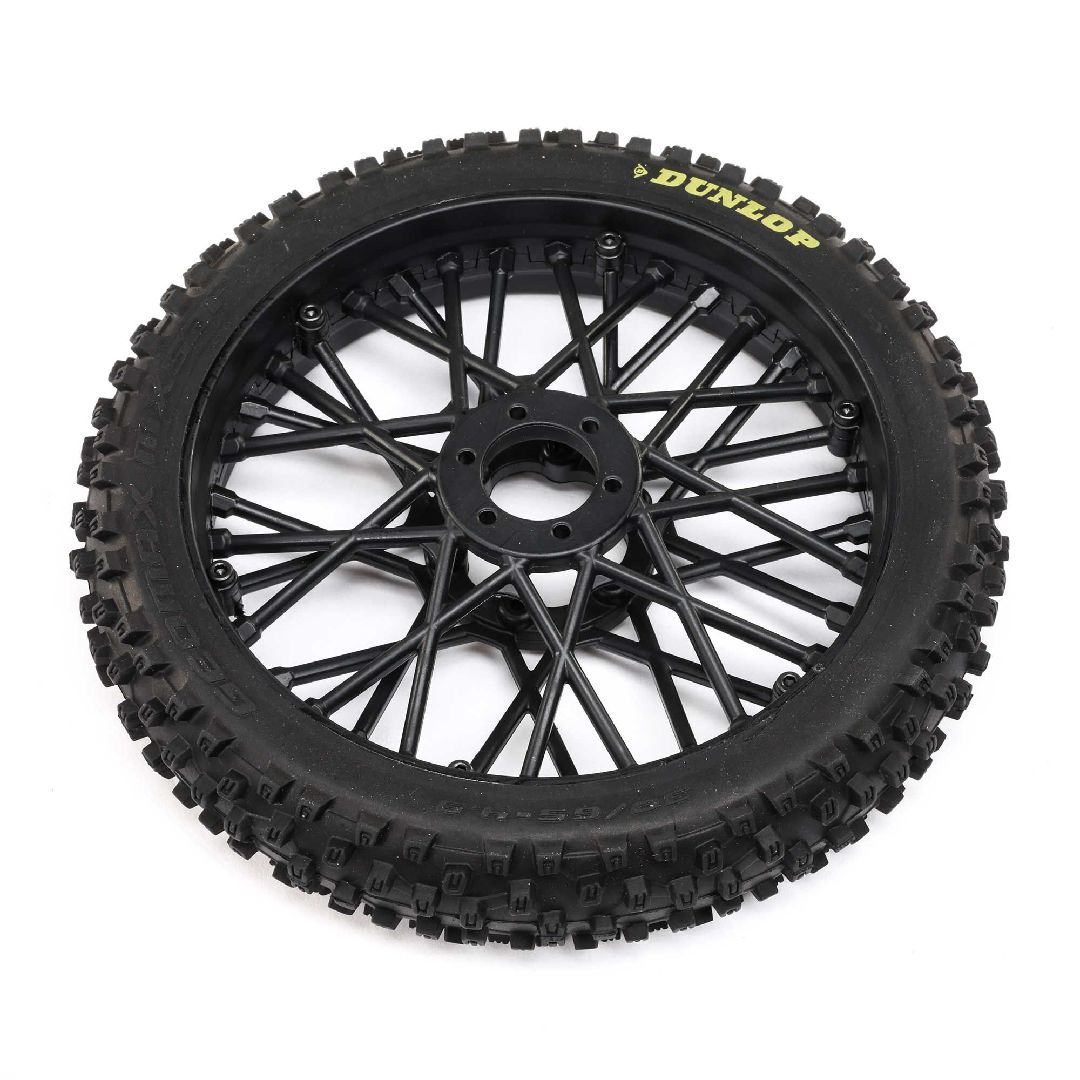 Losi Dunlop MX53 Front Tire Mounted, Black: PM-MX