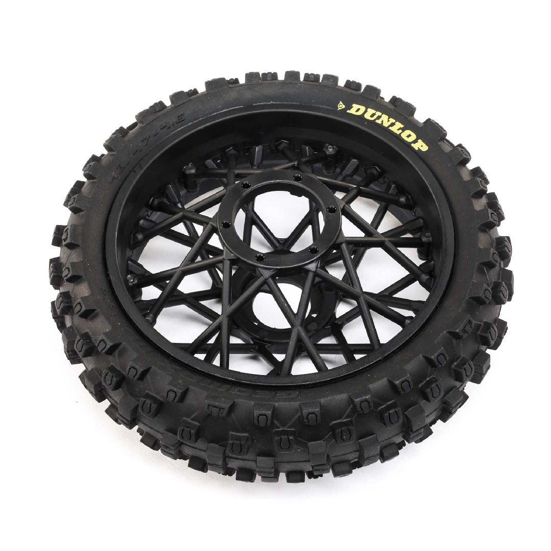 Losi Dunlop MX53 Rear Tire Mounted, Black: PM-MX