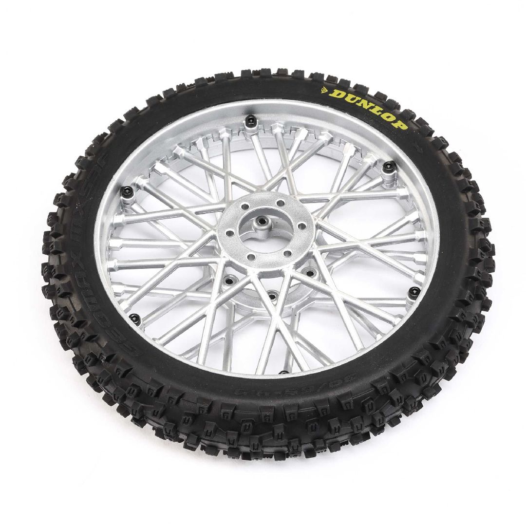 Losi Dunlop MX53 Front Tire Mounted, Chrome: PM-MX
