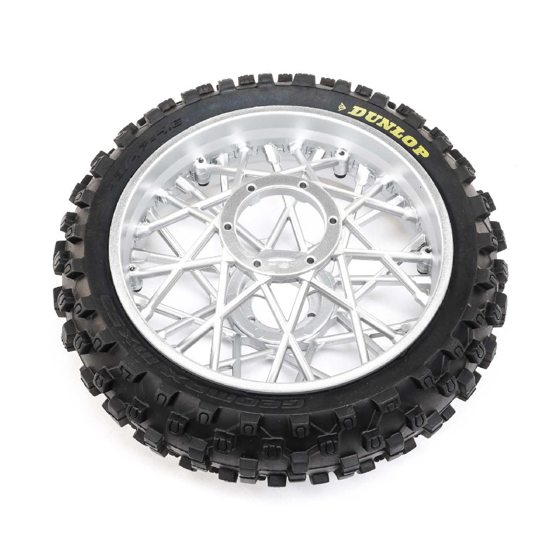 Losi Dunlop MX53 Rear Tire Mounted, Chrome: PM-MX