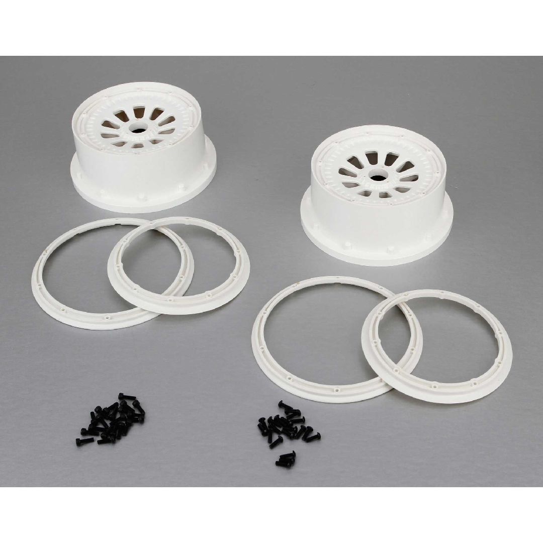 Losi 1/5 Wheel & Beadlock Set, 24mm Hex, White (2), 5T