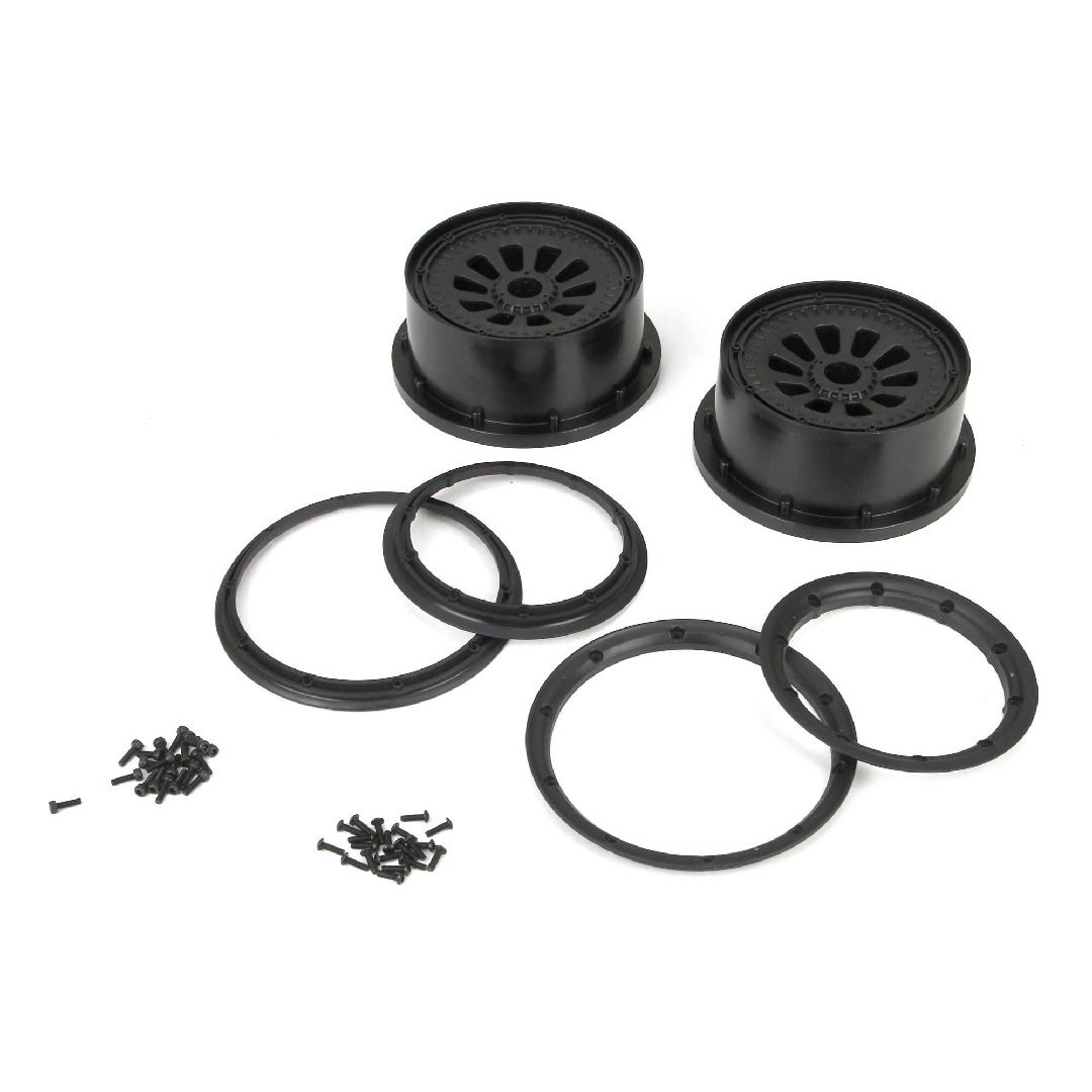 Losi 1/5 Wheel & Beadlock Set, 24mm Hex, Black (2), 5T