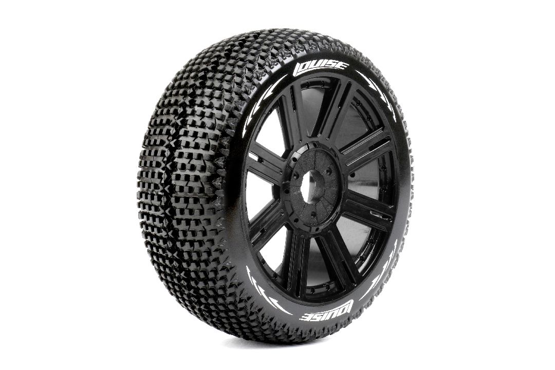 Louise R/C B-Turbo 1/8 Buggy (Soft Compound) 17mm Hex on Spoke / Black Wheels (front/rear)(2)