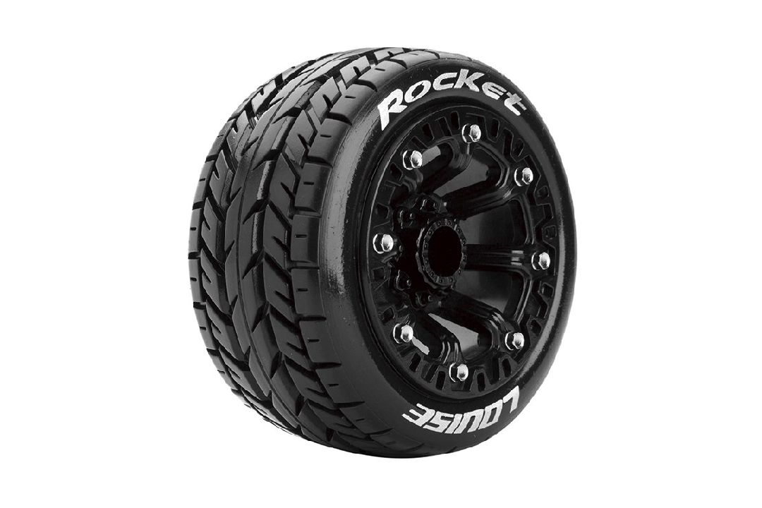 Louise R/C ST-Rocket 2.2"-12mm Hex Black Wheels (Front/Rear)(2)