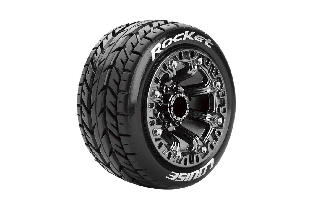 Louise R/C ST-Rocket 2.2"-12mm Hex Black/Chrome (Front/Rear)(2)