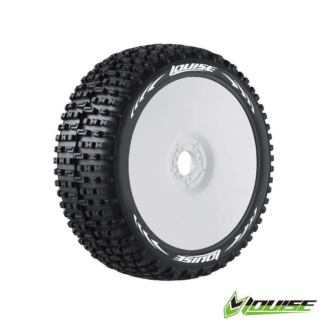 Louise R/C B-Zacoo 1/8 Buggy Tire (Soft Compound) 17mm Hex Mounted on White Wheels (Front/Rear)(2)
