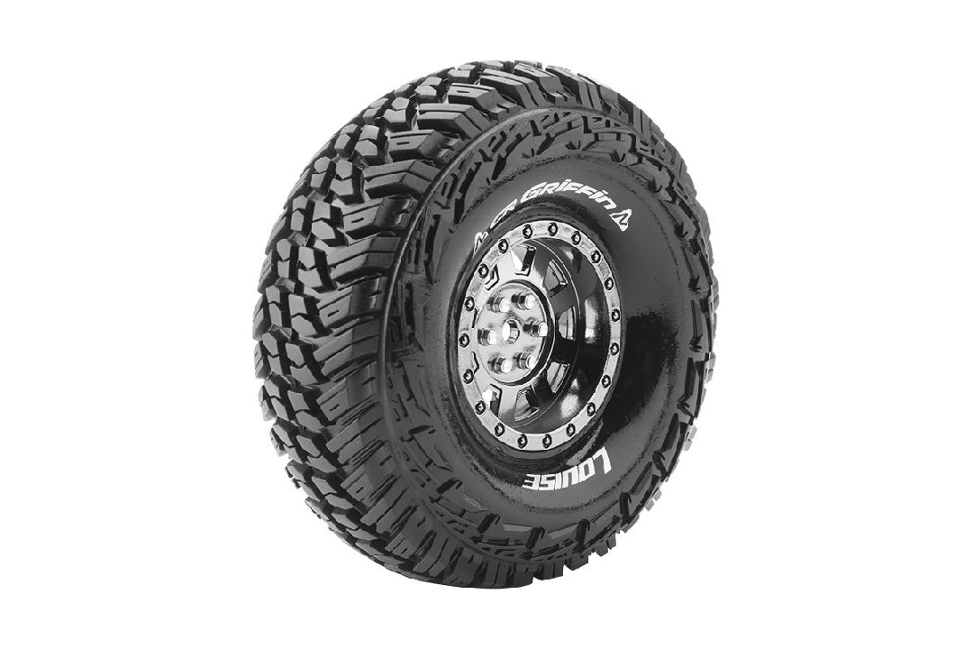 Louise R/C CR-Griffin 1.9" 12mm Hex Black/Chrome Whls 4.7" OD(2)