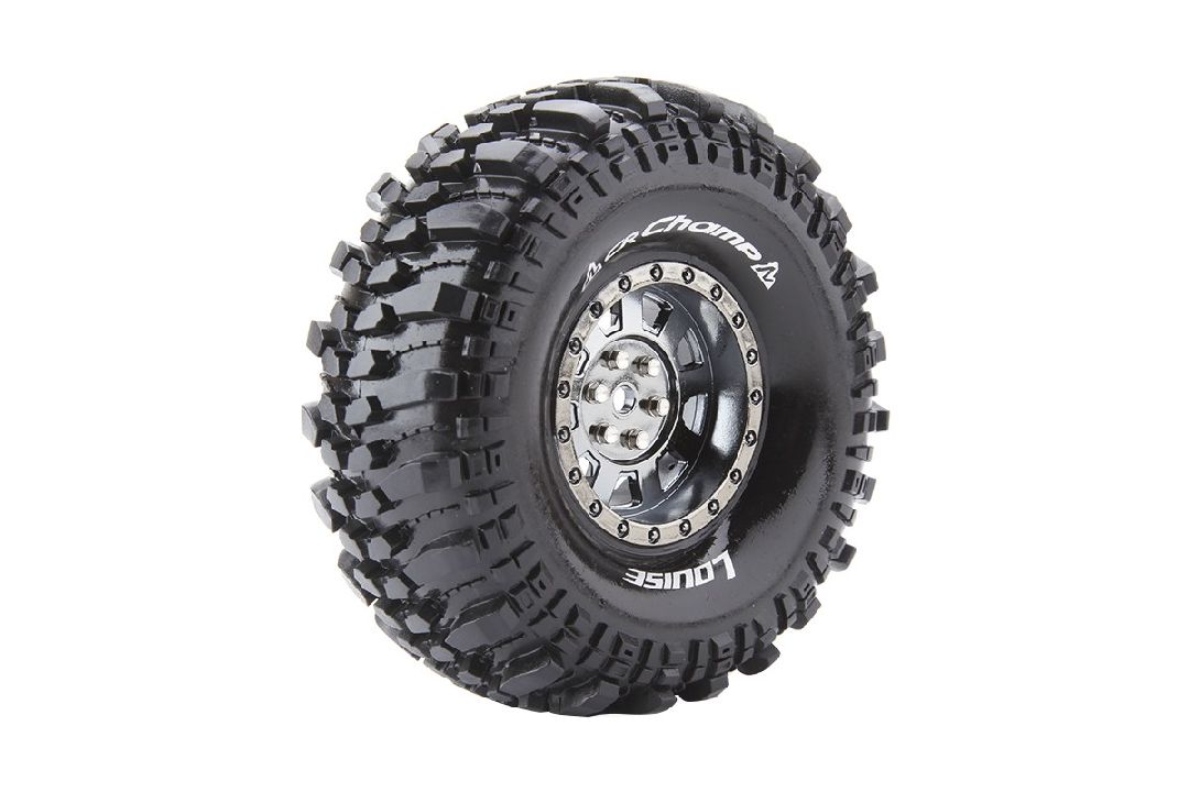 Louise R/C CR-Champ 1.9"-12mm Hex Black/Chrome Wheels (2)