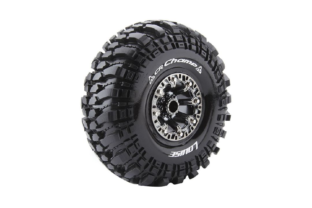 Louise R/C CR-Champ 2.2" 12mm Hex Black/Chrome Wheels 5.9" OD(2)