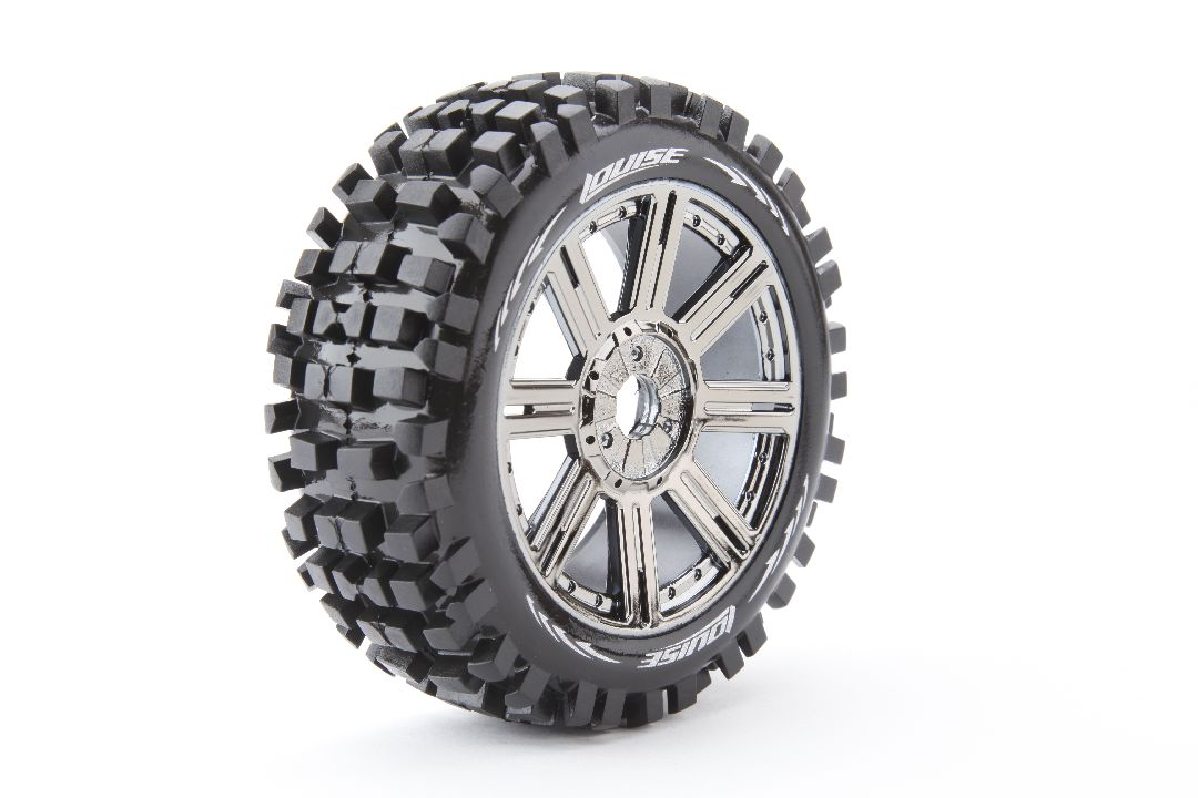 Louise R/C B-ulldoze 1/8 Buggy (Soft Compound) 17mm Hex on Spoke / Chrome Black Wheels (front/rear) (2)