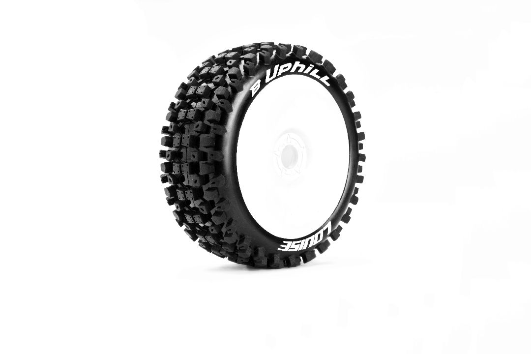 Louise R/C B-Uphill 1/8 Buggy (Soft Compound) 17mm Hex on White Wheels (front/rear) (2)