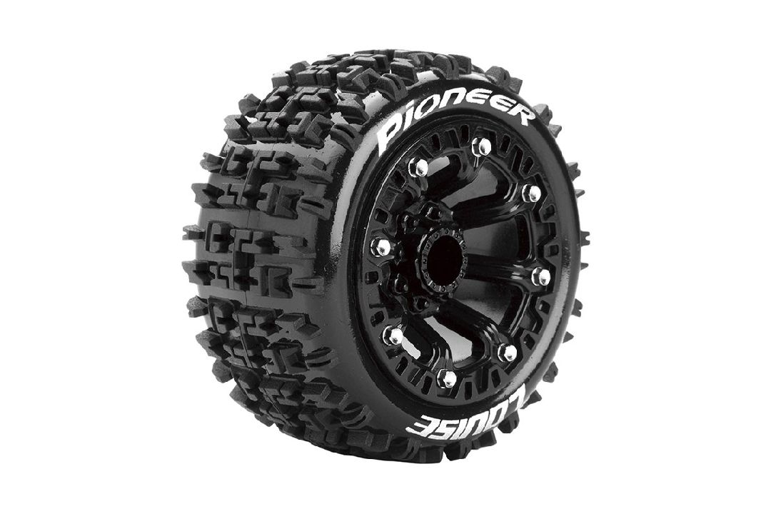 Louise R/C ST-Pioneer 2.2"-12mm Hex Black Whls (Front/Rear)(2)