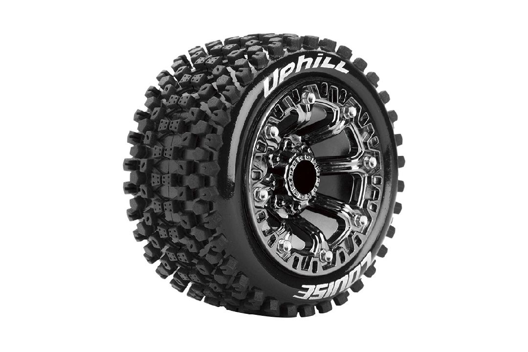 Louise R/C ST-Uphill 2.2"-12mm Hex Black/Chrome (Front/Rear)(2)