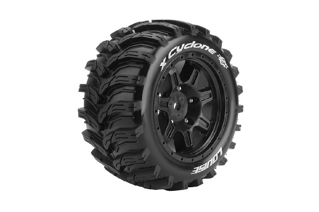 Louise R/C X-Cyclone 4.3" Black Wheels (Arrma Kraton 8S)(2)