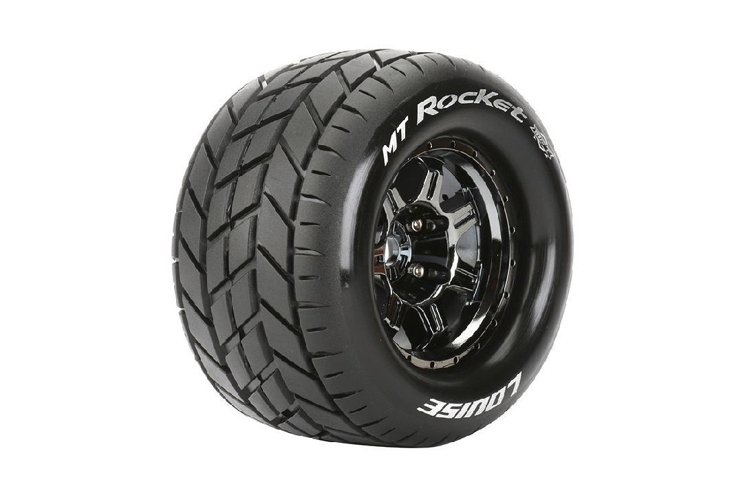 Louise R/C MT-Rocket 3.8"-1/2" Offset,17mm Hex Blk/Chrm Whls(2)